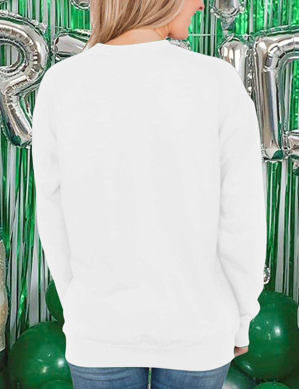 Women St. Patrick's Day Sweatshirts Shamrock Clover Print Shirts Casual Irish Gift Long Sleeve Loose Fit Tops - Image 6