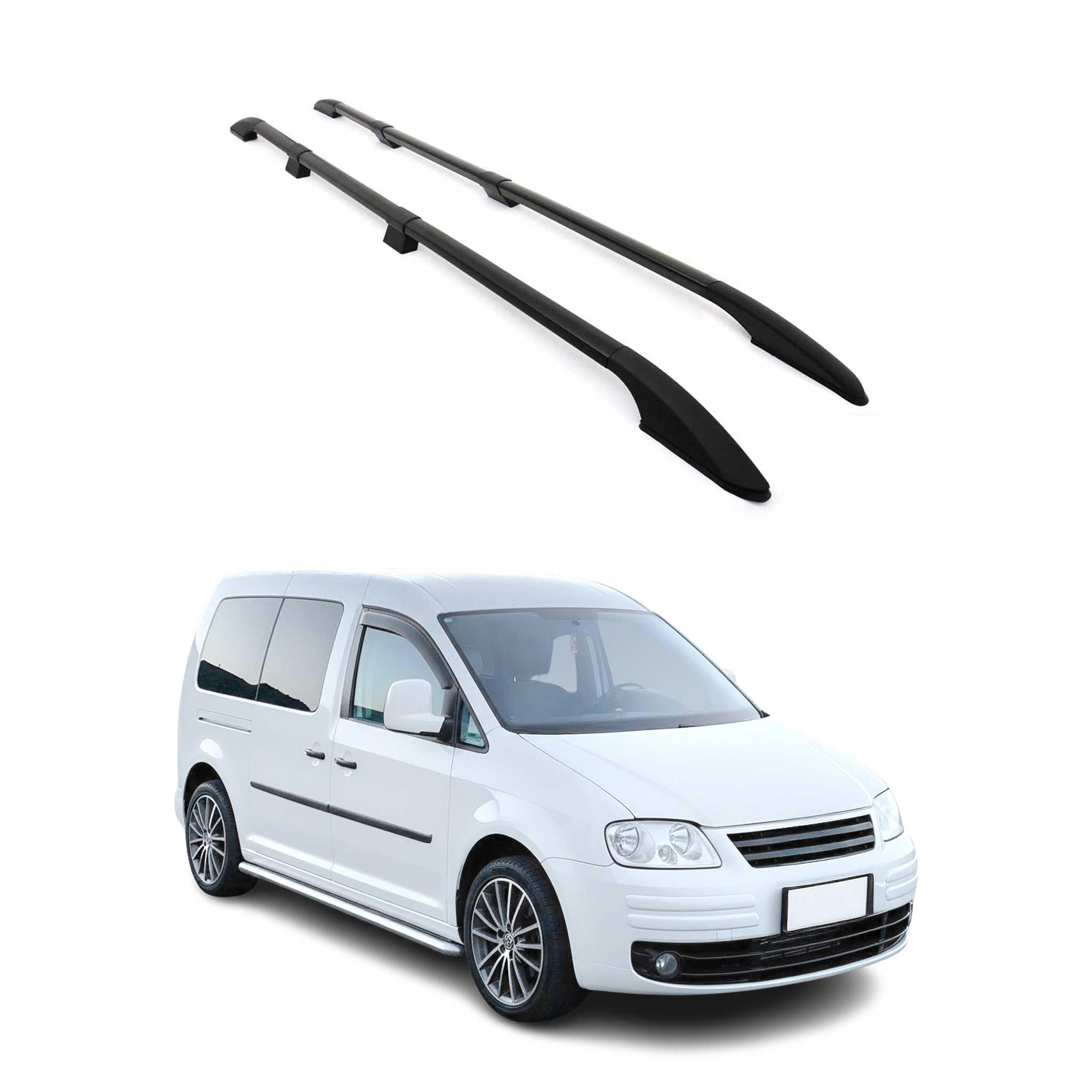 OMAC Barras de Techo Barras de Techo Compatibles con VW Caddy Maxi 3 2003-2015 L2 Langer RS ALU Negro