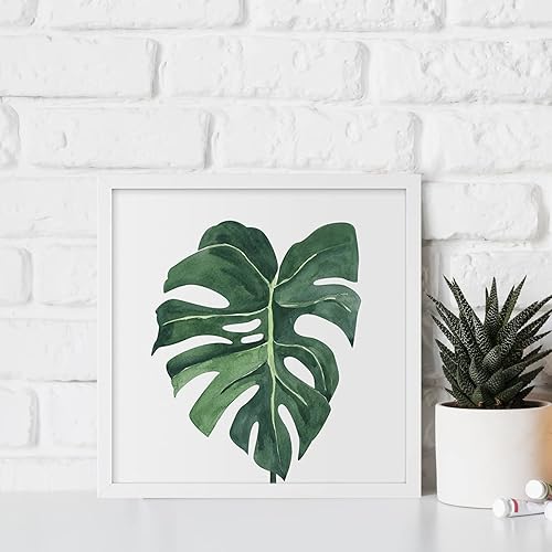 Miniatura 4 de ArtbyHannah - 4 paneles botánicos enmarcados en blanco de 10 x 10 pulgadas, conjunto de collage para decoración de pared con acuarela verde hoja