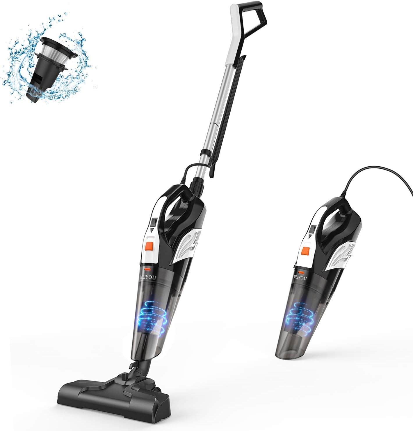 MEIYOU Stick Vacuum Cleaner, 18000Pa Powerful Suction Stick Handheld Corded Vacuum Cleaner Dry/Wet Lightweight Household Stick Vacuum with Stainless Steel Filter for Home&Office,Gift