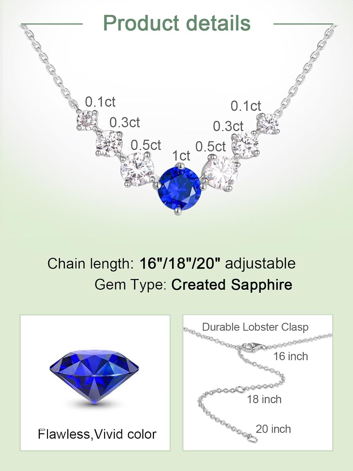 7 Stones Moissanite/Sapphire/Ruby/Emerald Necklace for Women, 2.80/1.62 Carat Pendant Necklace, Solid 925 Sterling Silver, Anniversary Romantic Gift for Her, Birthday Gifts for Mom Wife Daughter - Image 6