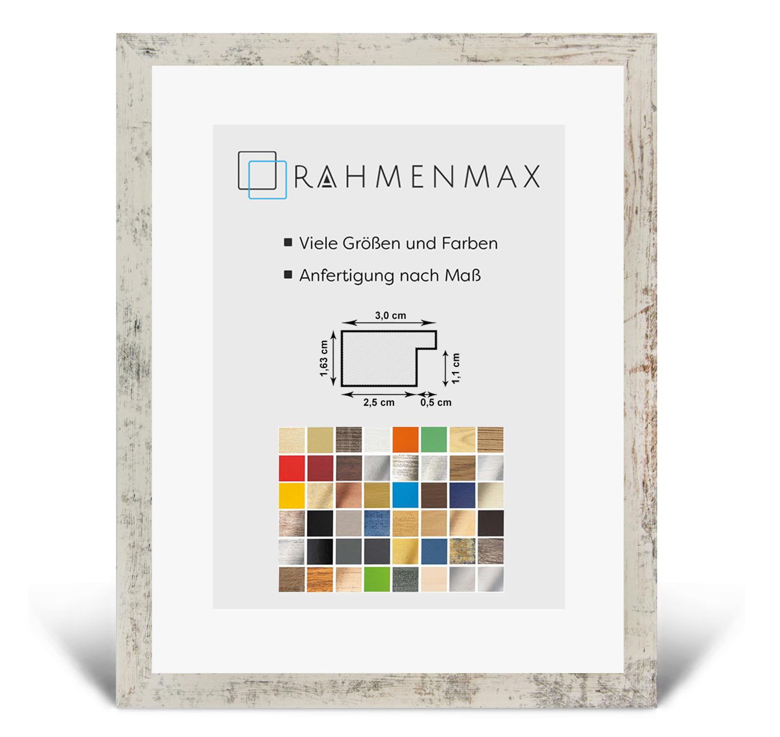 RahmenMax Puzzelmax Premium Bilderrahmen Din A 4 Posterrahmen 21x29,7 cm Puzzlerahmen Weiss Vintage Shabby Chic 29,7x21 cm Puzzlerahmen mit weisser Rückwand und Antireflex-Kunstglas