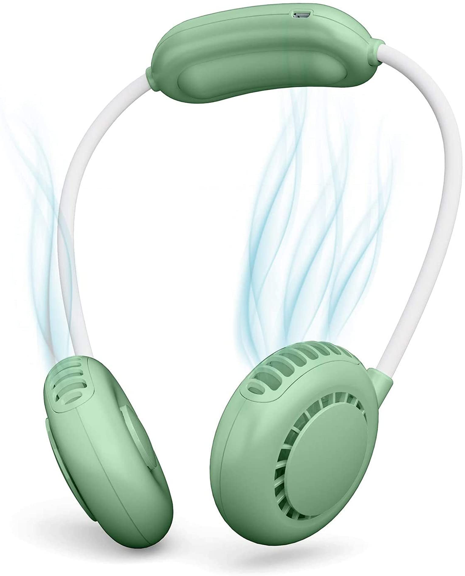 ELECDON USB Neck Fan Hand Free Personal Lazy Neckband Fan, Wearable Rechargeable Necklace Mini Portable Sport Fan, Cooler Fan with 2000mAh Recharger, Adjustable 3 Speeds for Traveling Outdoor Office