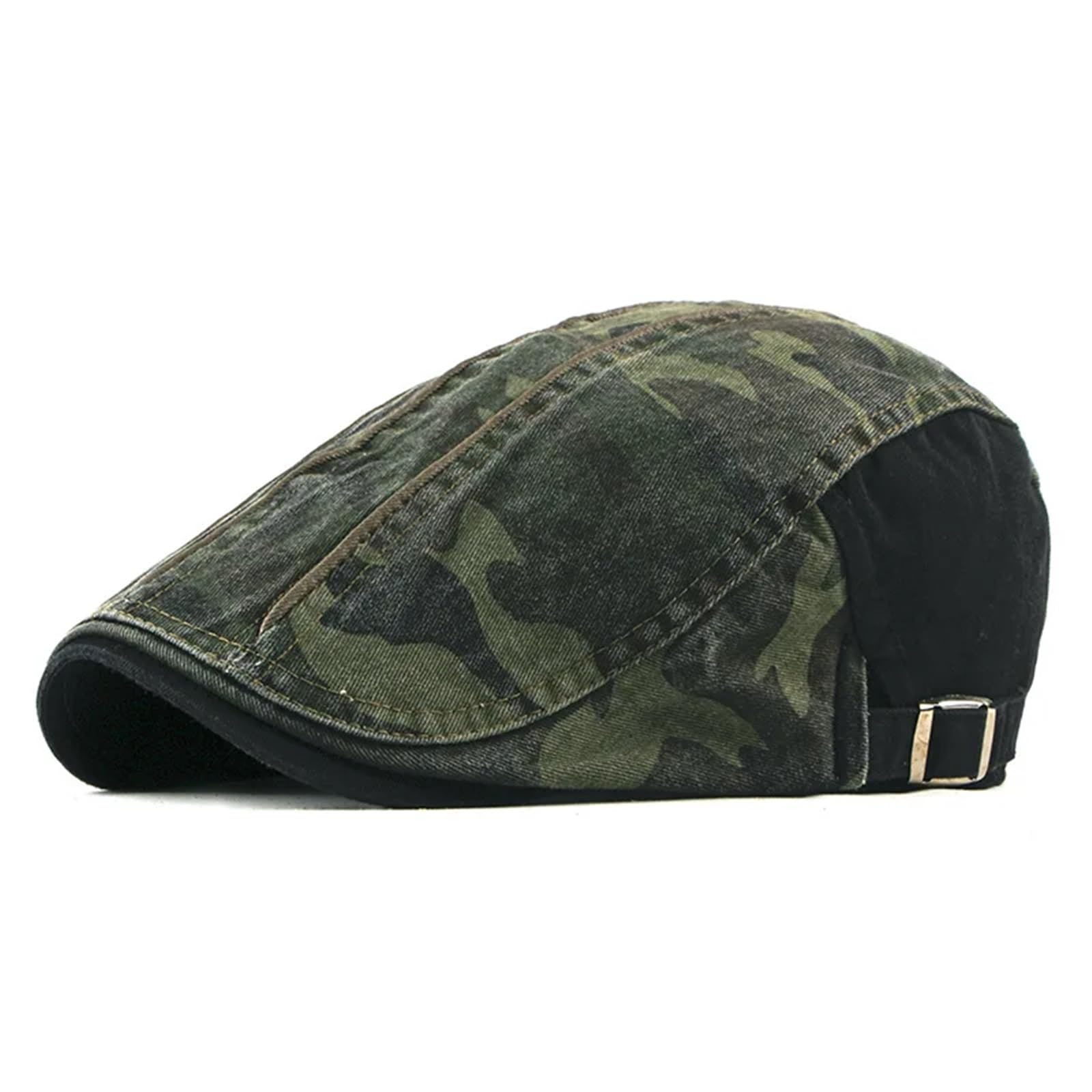 Xuczhai Unisex One Color Cotton Spring Camouflage Print Beret Newsboy Caps Men Flat Peaked Cap Women Painter Hats(Color 4_55-61Cm Adjustable)