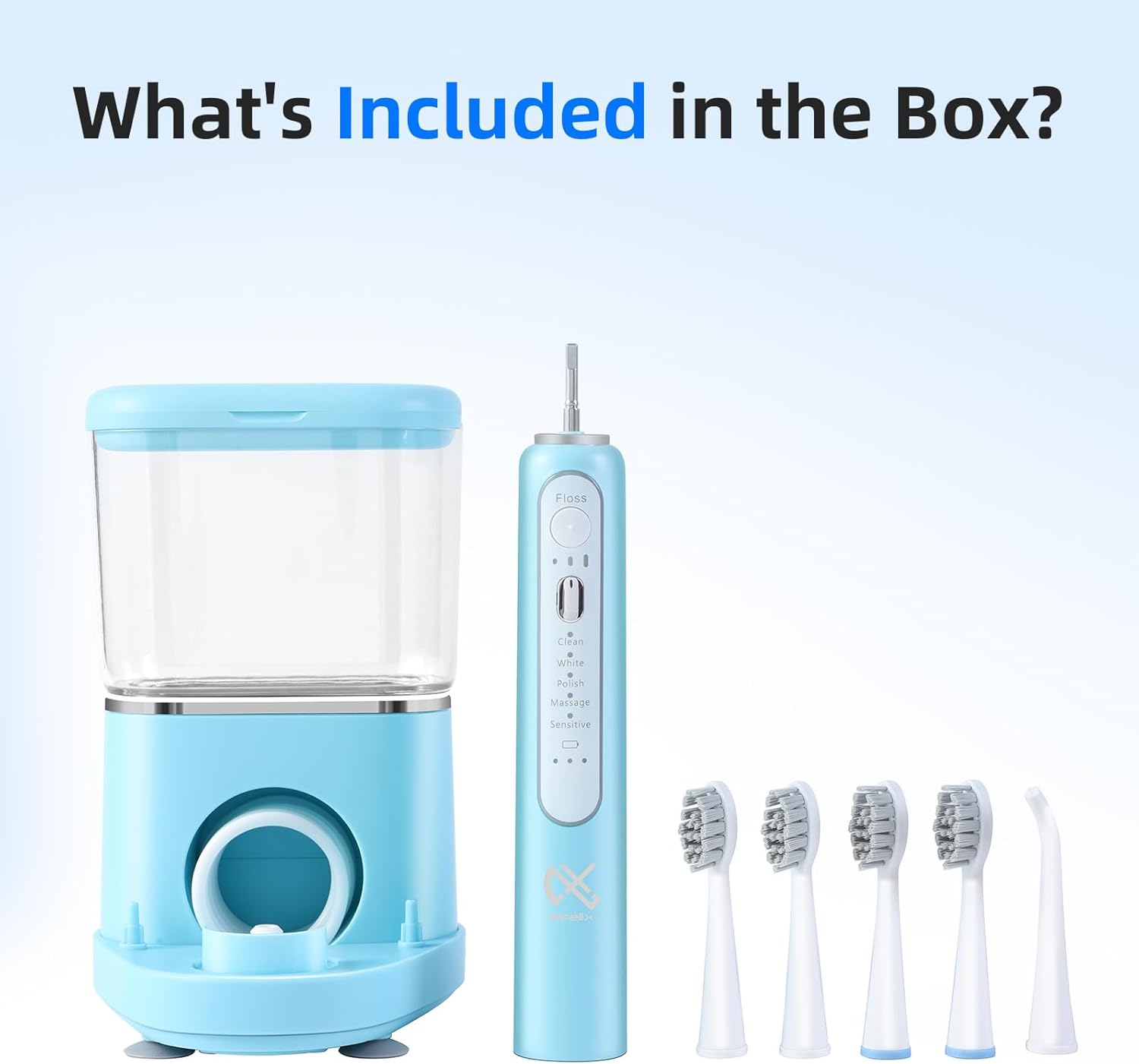 Professional Flossing Electric Toothbrush with Water Flosser, Water Flossers for Teeth 2 in 1 Toothbrush and Water Flosser Combo, Sonic Electric Toothbrush Cordless Flossing Brush (White)