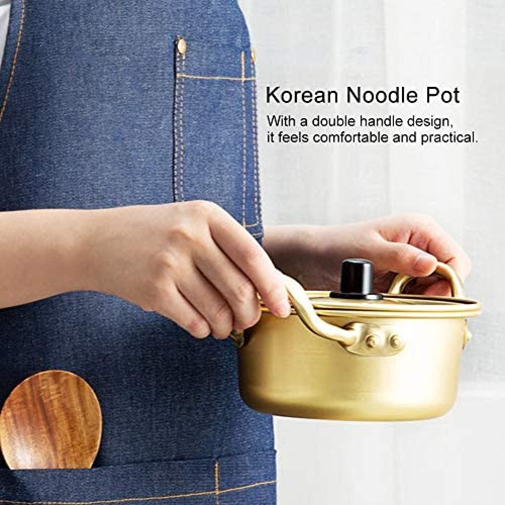 Ramen Nudeltopf – Doppelgriff Aluminium Suppentopf für Instant-Nudeln – koreanischer Stil – 16 cm