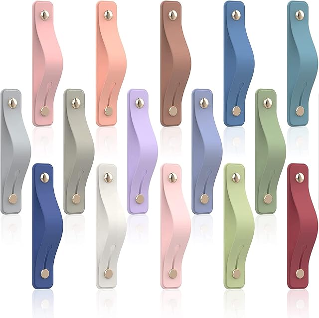 MEISO 15 Pcs Phone Finger Grip Holder, Mobile Phone Loops Bracket, 15 Colors Cell Phone Strap Slides, Flat Stander Portable, Multicolor