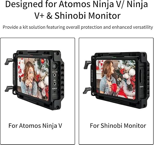 Miniatura 6 de ANDYCINE Jaula de monitor para Atomos Nijna V, Shinobi con rieles NATO integrados y abrazadera para cable HDMI (para Nijna V)