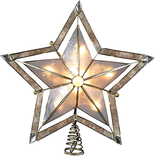 Kurt Adler - Estrella grande de 10 pulgadas de 5 puntos con capiz de humo con acabado de pintura dorada de 2 pulgadas de grosor Kurt Adler - Estrella grande de 10 pulgadas de 5 puntos con capiz de humo con acabado de pintura dorada de 2 pulgadas de grosor