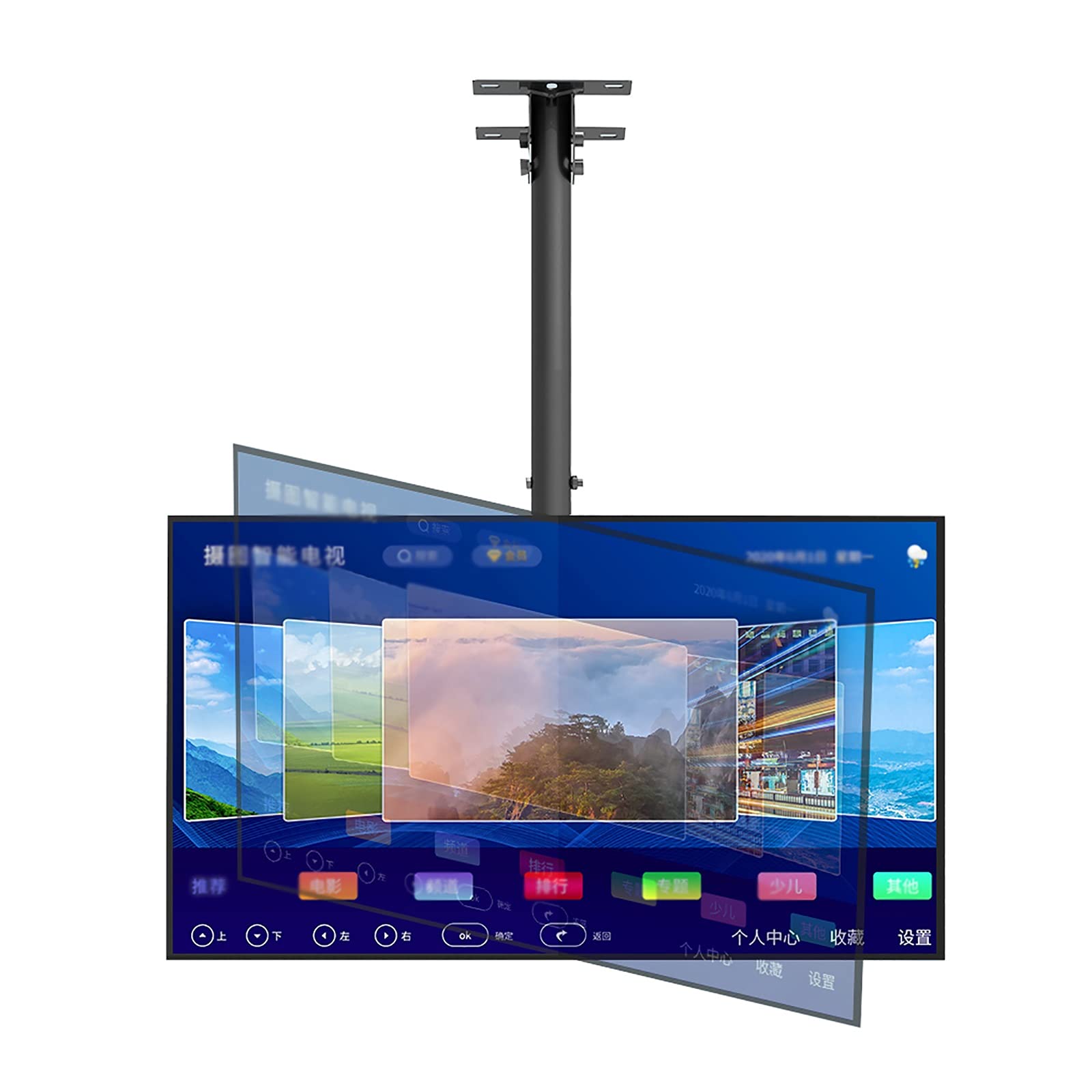 Soporte de techo para TV de 25 a 60 pulgadas LCD y pantallas curvas, VESA máximo 400 x 400 mm, diseño ajustable y duradero