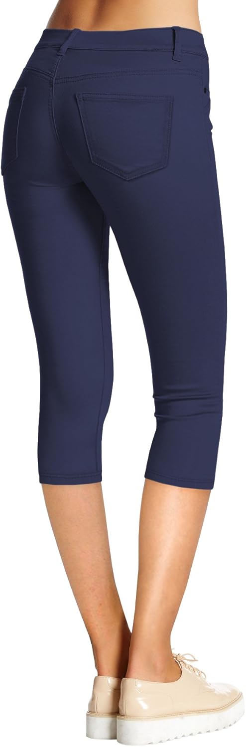Hybrid & Company Women's Ultra Stretch Mid Rise Skinny Capri Pants with Pockets - Image 2