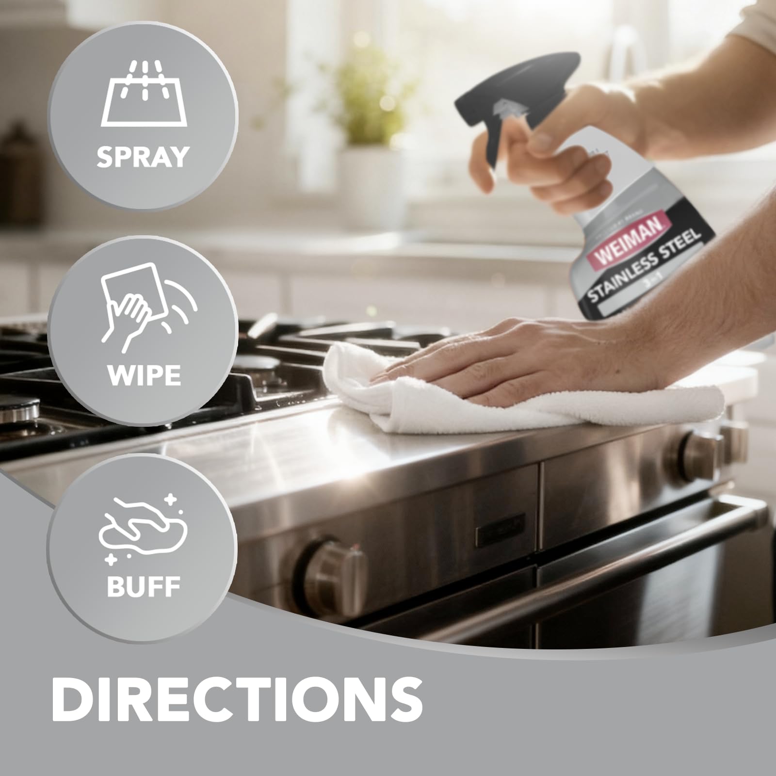 Weiman Stainless Steel Cleaner and Polish - 22 Ounces [Large Microfiber Cloth] - Appliance Surfaces Leave Behind A Brilliant Shine