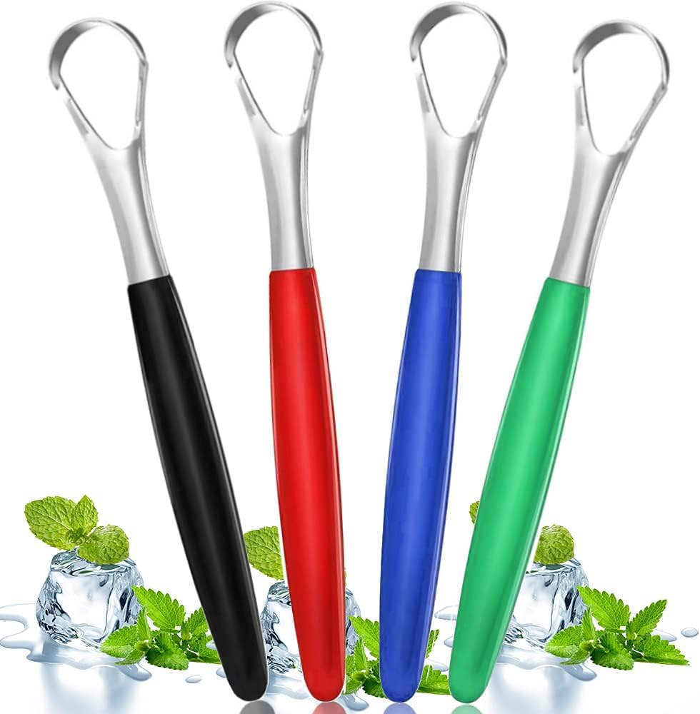 Tongue Scraper Cleaner for Kids, 4 Pack Stainless Steel for Healthy Oral Care, Help Fight Bad Breath