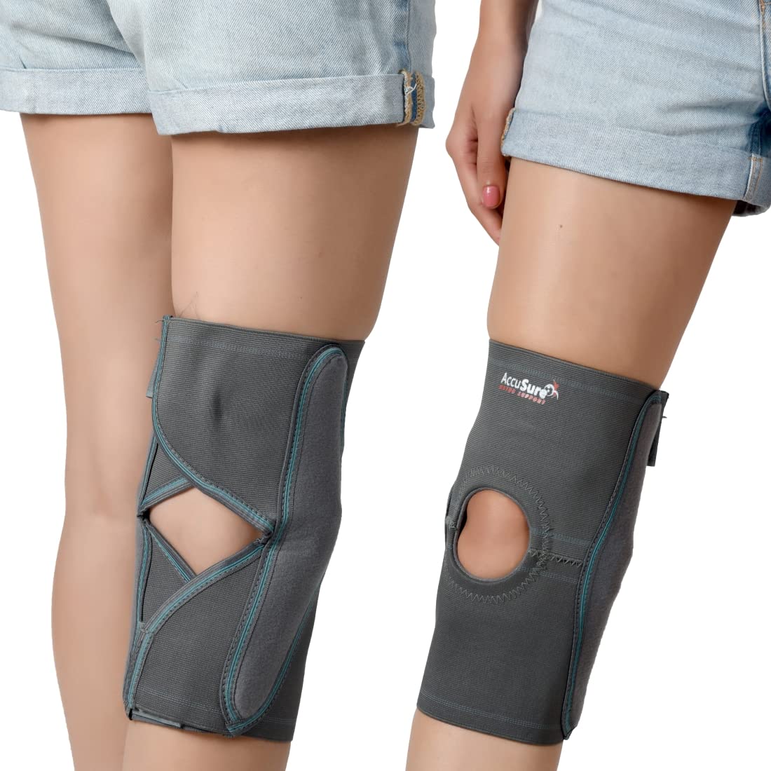 AccuSure Knee Support, Open-Patella Brace for Arthritis, Joint Pain Relief, Injury Recovery with Adjustable Strapping & Breathable Elastic Material (S) 1