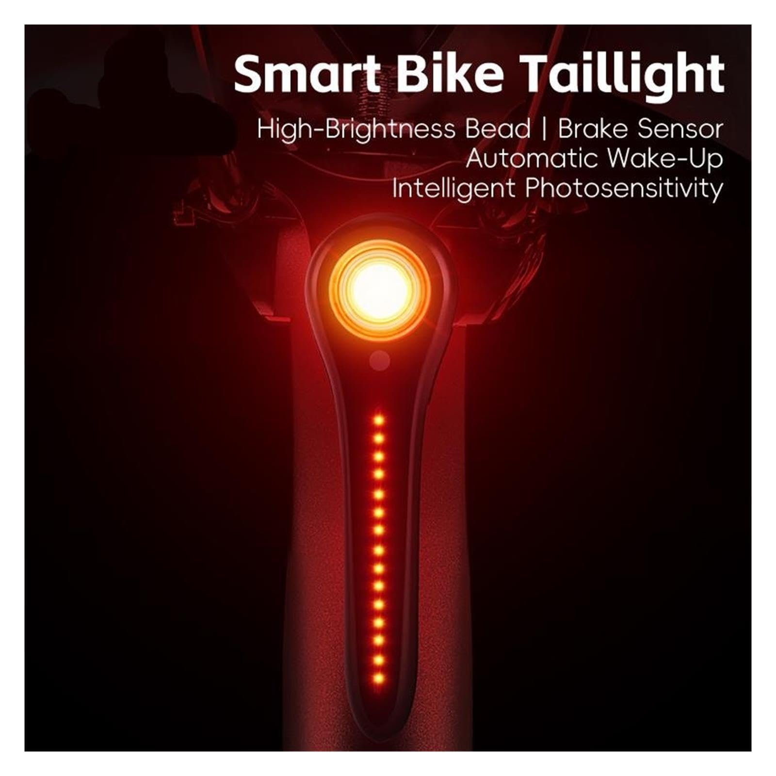 1 pieza de luz trasera de bicicleta con sensor de freno inteligente