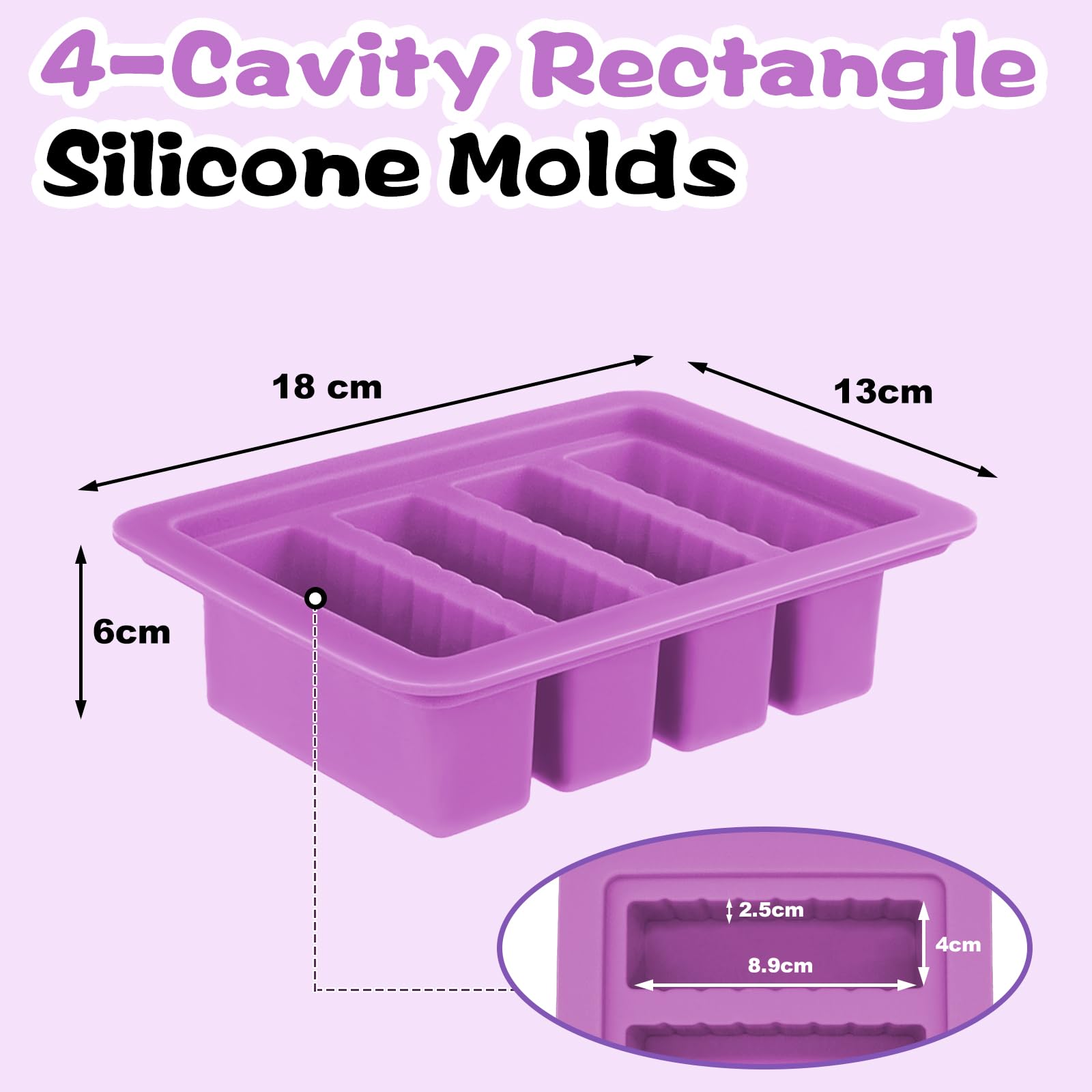 JINGIHE 4-Cavity Rectangle Butter Silicone Molds, Deep Chocolate Bar Moulds with Spatula - Image 2