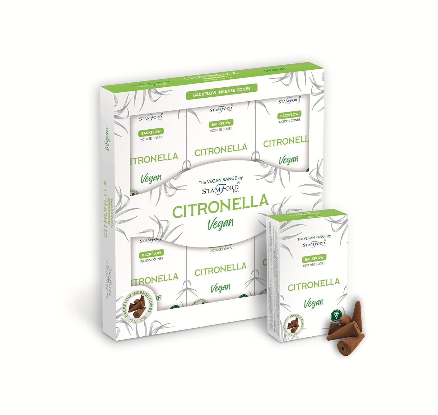 Stamford Inc. White Stamford Vegan Patchouli Incense Backflow Cones-72 Cones (Citronella)