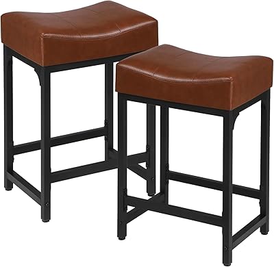 Lot De 4 Tabourets De Bar HOOBRO - Repose-pieds 2 Hauteurs, Pieds Réglables | Style Rustique Et Noir