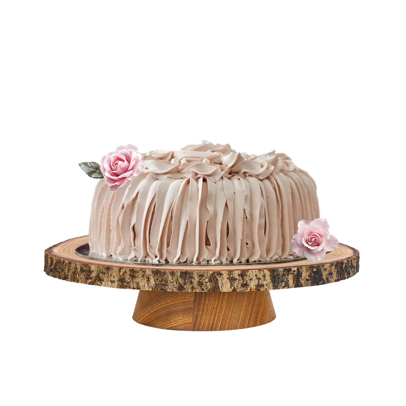 Wood Cake Stand 10-12 Inch, Natural Wedding Cake Table Display Stands, Rustic Large Cake Decorating Supplies for Party/Baby Showers/Reception/Event