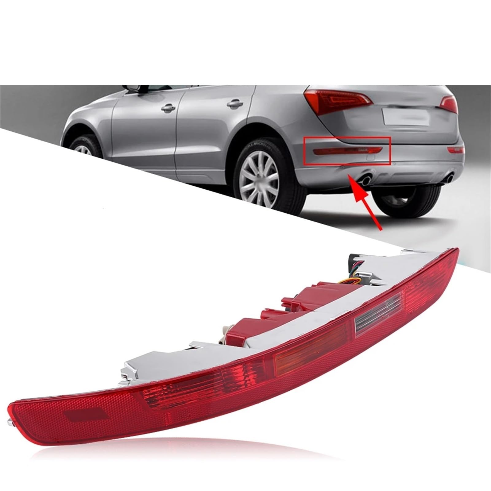 Reflector Trasero Compatible Con Q5 2006-2016 Reflector Parachoques Trasero Coche Lámpara Parada Kit Luz Advertencia Señal Giro Accesorios Repuesto 8R0945095