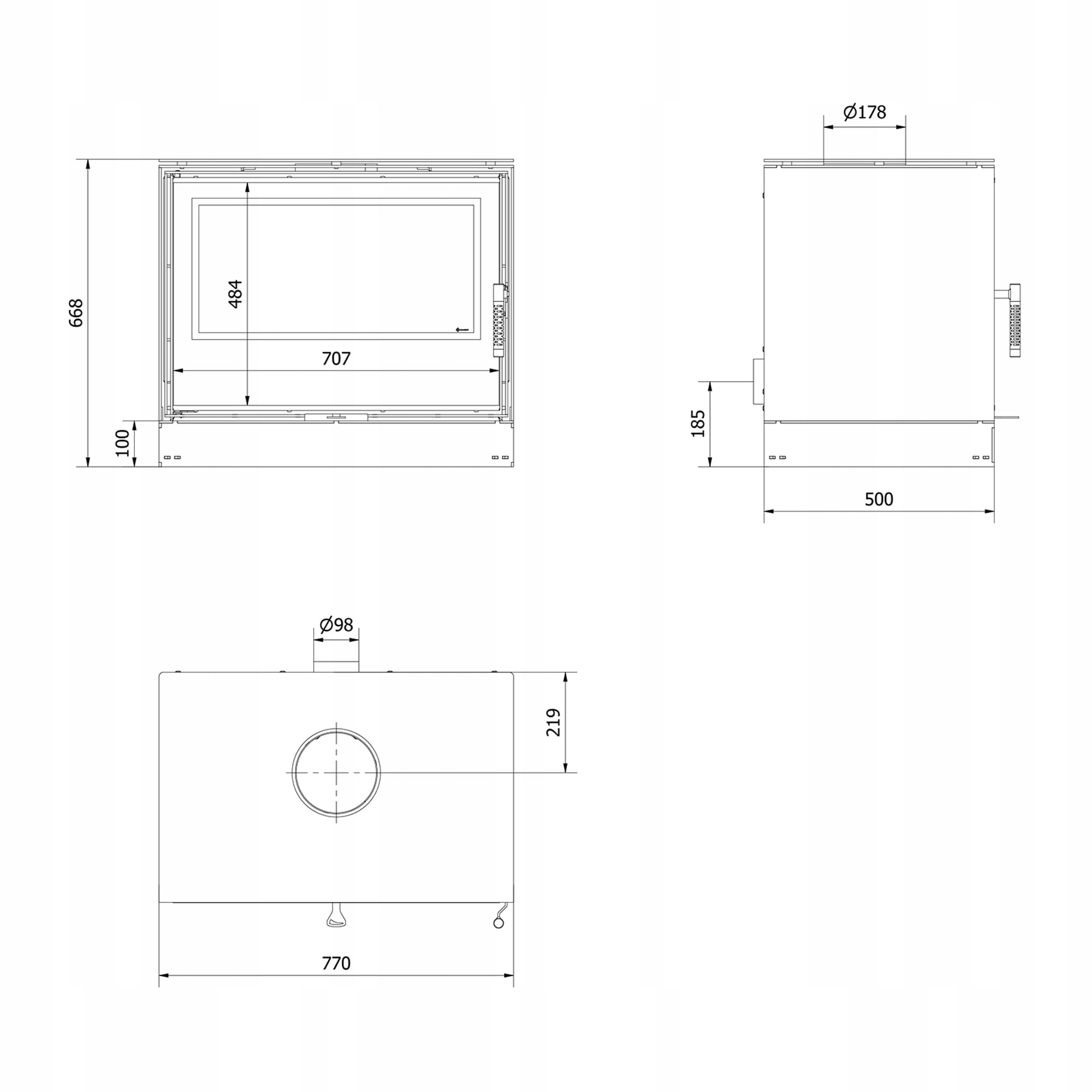 KRATKI Inserto per camino in acciaio a legna KARI 12 kW Ø180 A Ecodesign