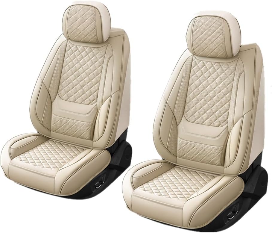 Chezope Car Faux Leather Seat Covers with Lumbar Support & Seat Cushion Ergonomic 3D Support, Custom Fit for 2002-2026 Dodge Ram 1500/2500/3500 Crew/Quad/Regular Cab Pickup (Beige-Stripes-A, Full Set)