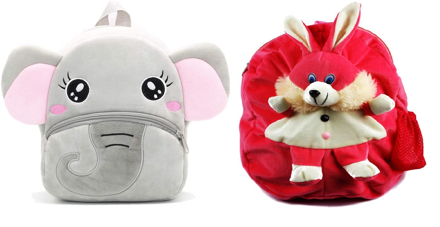blue tree Kids School Bag Soft Plush Backpack Cartoon Bags Mini Travel Bag for for Girls Boys Toddler Baby Elephant & Rabbit