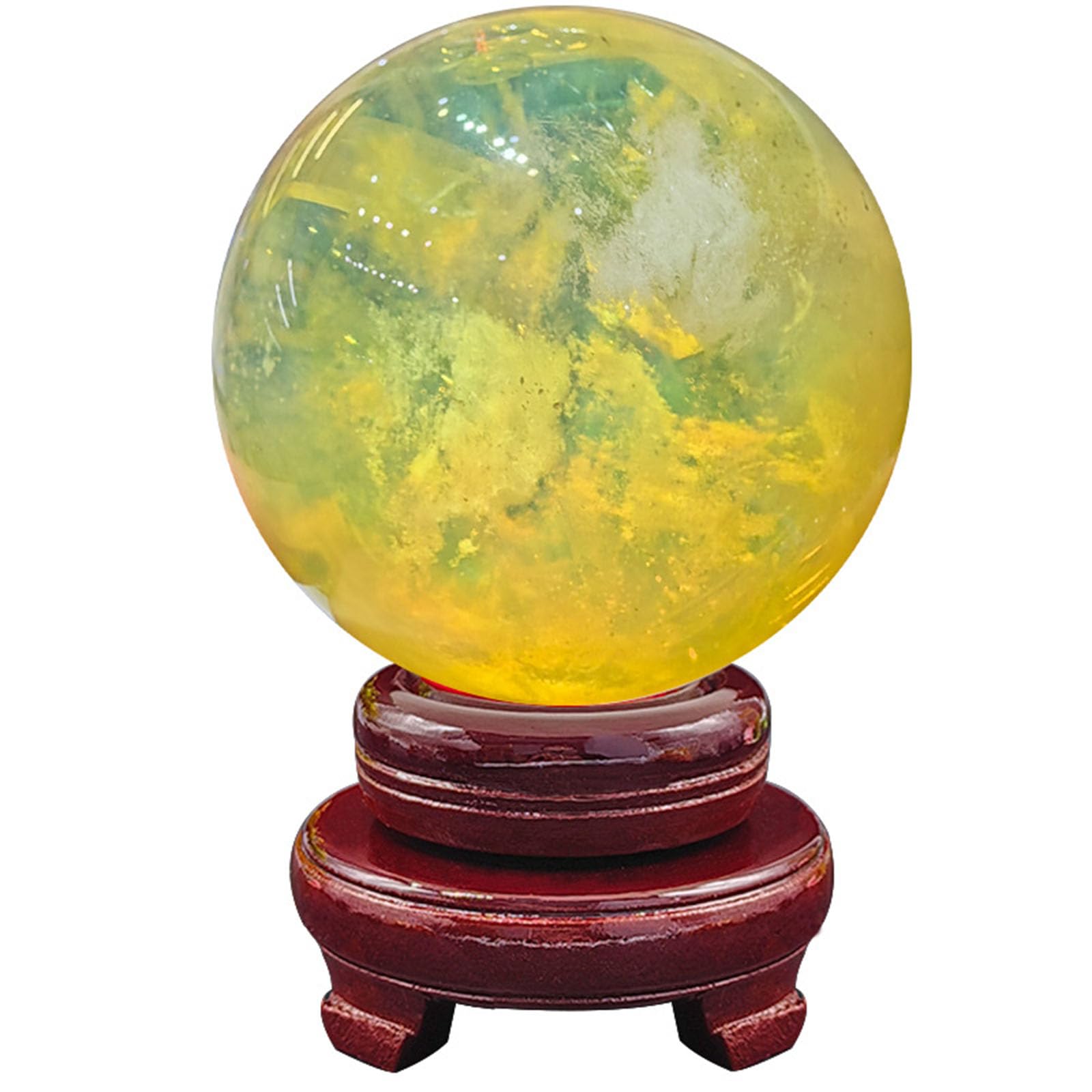 AEVHBAMXN 6.3"(16cm), Yellow Crystal Ball with Stand, Smelt Quartz Sphere for, Divination, Home Decoration,Feng Shui