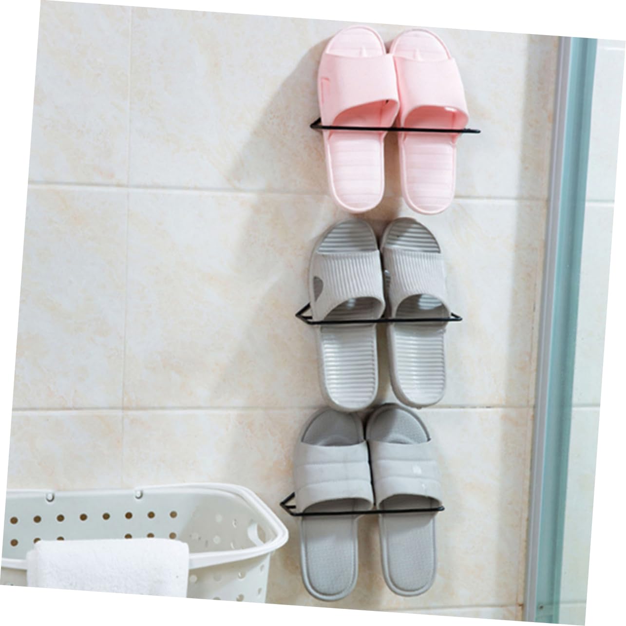 Cabilock 1set Wall Mounted Shoes Rack Iron Shoes Holder for Space Saving Storage Triangle Slippers Organizer for Heels Sandals and Sneakers Easy to Assemble and Convenient Design 2pcs
