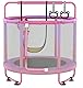 CZCPARY Kindertrampolin, Trampolin für Kinder,Indoor Trampoline Kinder，mit Basketballkorb, Schaukel, Zugring, geeignet für Innen- und Außenbereich, Geburtstagsgeschenke (rosa-violett)