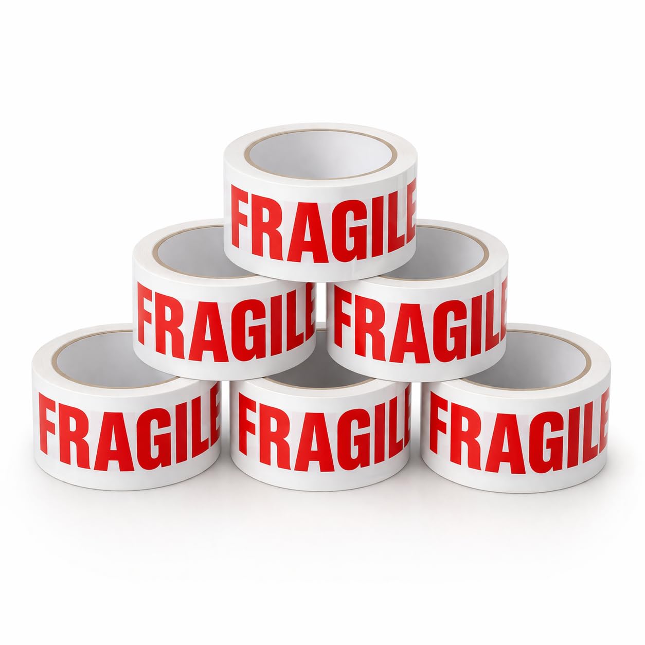 JOKOLO all in one brand Fragile Packing Tape, 48mm x 66m, 3 Rolls, Low Noise Parcel Tape, Secure & Sticky, Heavy Duty Tape for Packing Parcels, Moving House, Cardboard Boxes & Cartons (6 Roll)