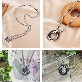 Amazon | [YAHANE] ネックレス メンズ ペンダント ダブルリング 3連