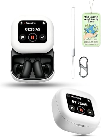 Silicone Case for Soundcore Liberty 5 Pro Max by Anker Earbuds, Soft Flexible Protective Cover with Carabiner Hook, Shockproof & Scratch-Resistant, Lightweight for Daily & Outdoor Use, White