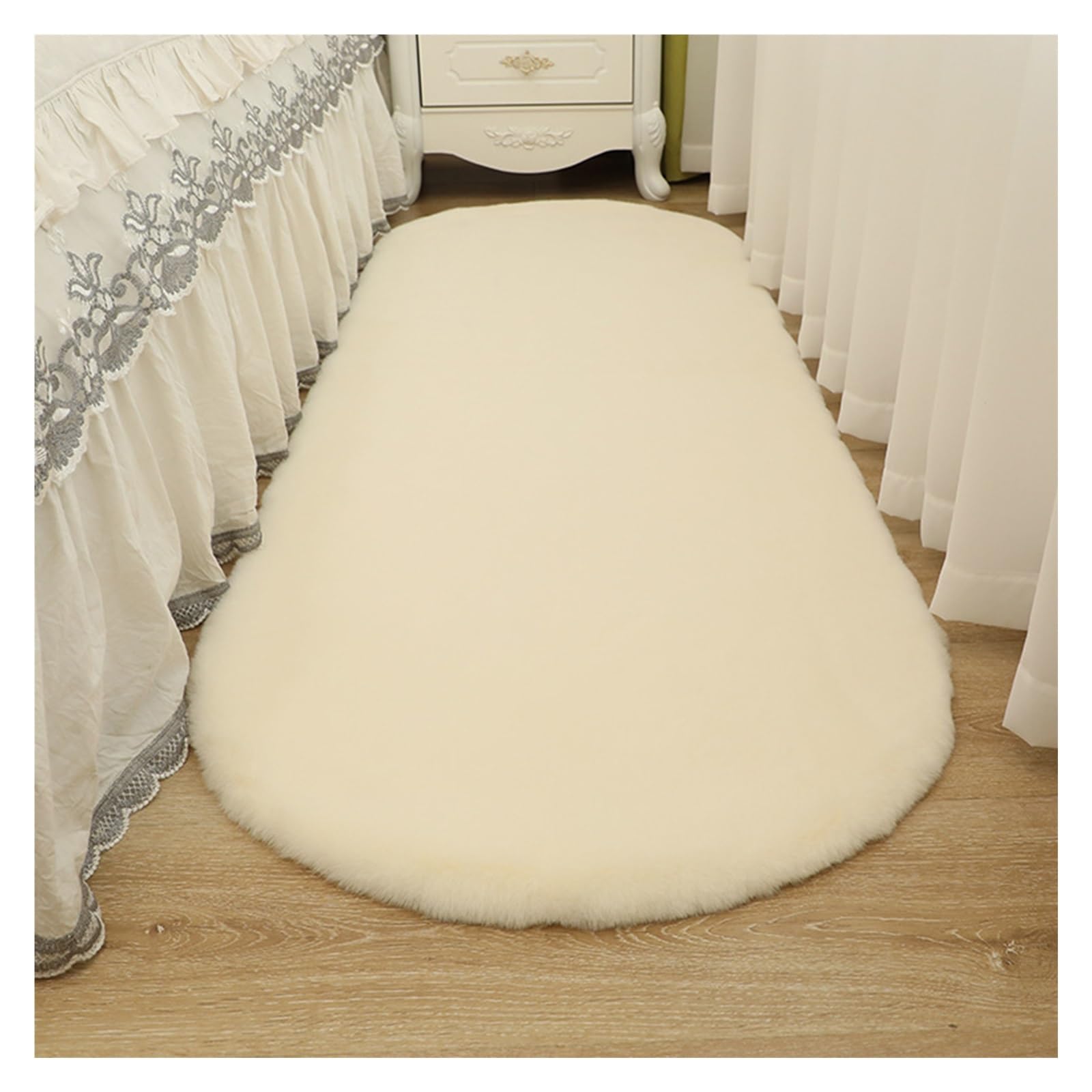 Tappeto in peluche per camera da letto, morbido, a pelo corto, per soggiorno e comodino, facile da pulire, design spesso