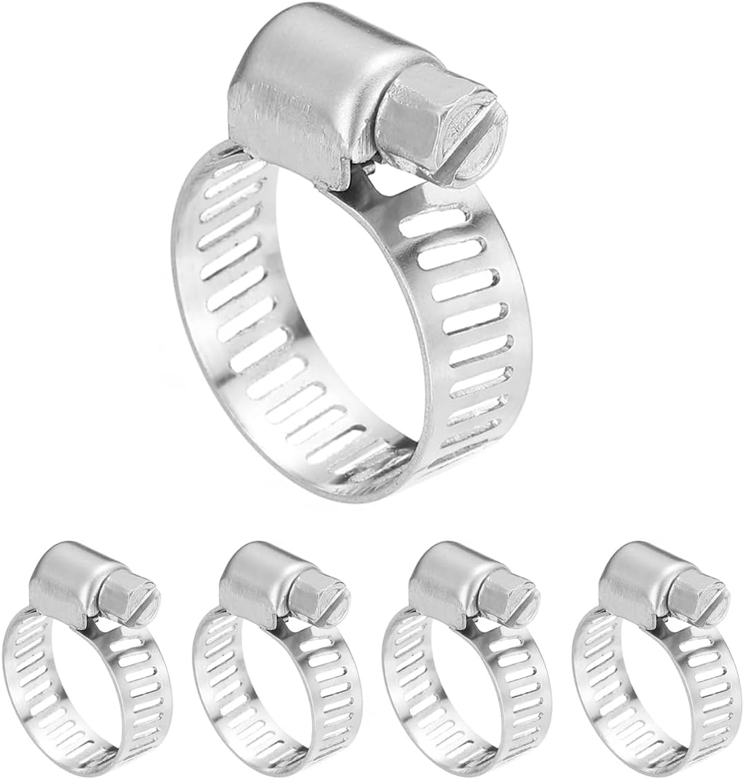 27-51mm 50PCS Stainless Steel Hose Clamps, SAE 24 (1-1/16" to 2") Hose Clamps Adjustable Perforated Worm Gear Clamps, Stainless Steel for Plumbing, Garden Hose, Fuel Line, General Household