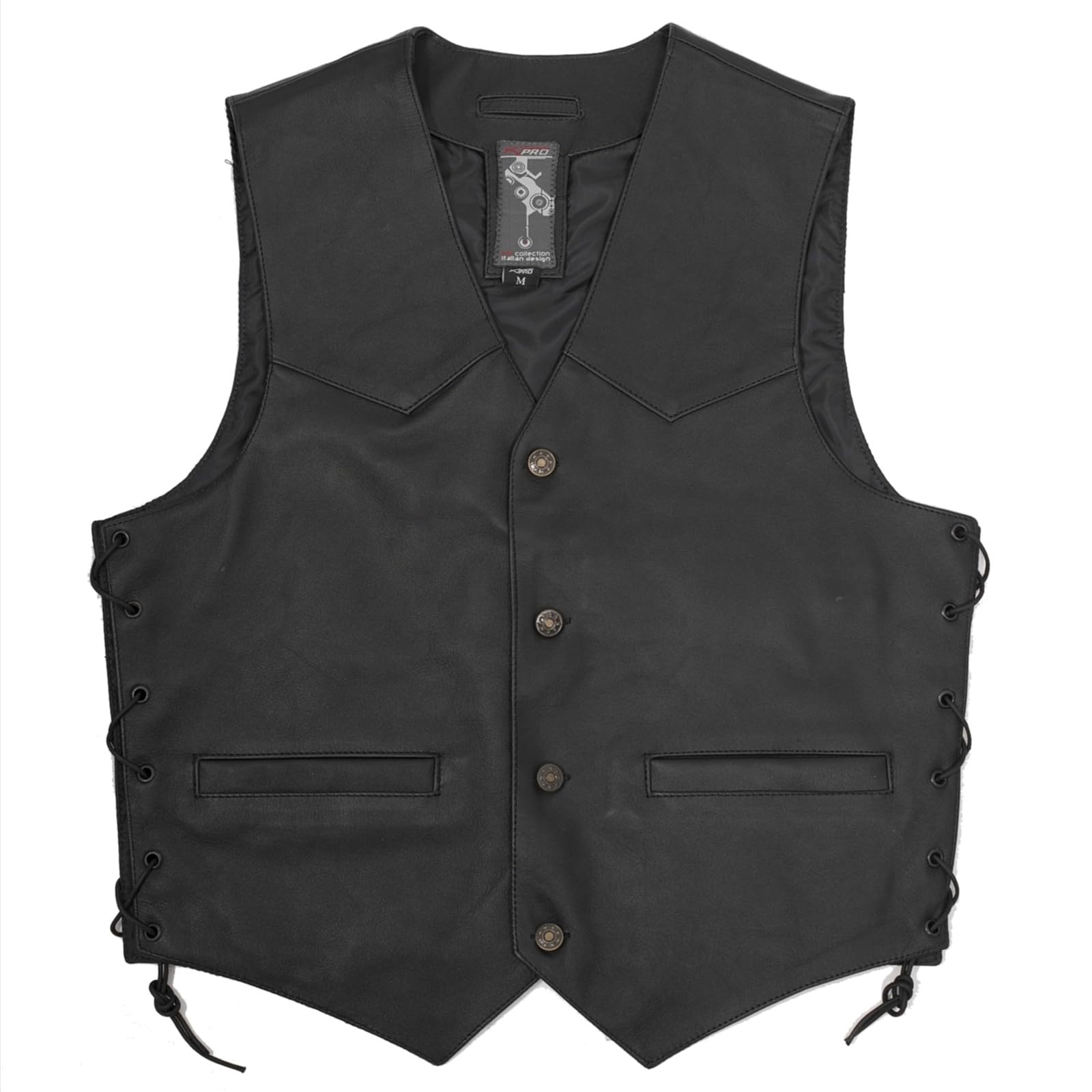 A-Pro Leather Vest Unisex Motorcycle Chopper Custom American Custom Black S