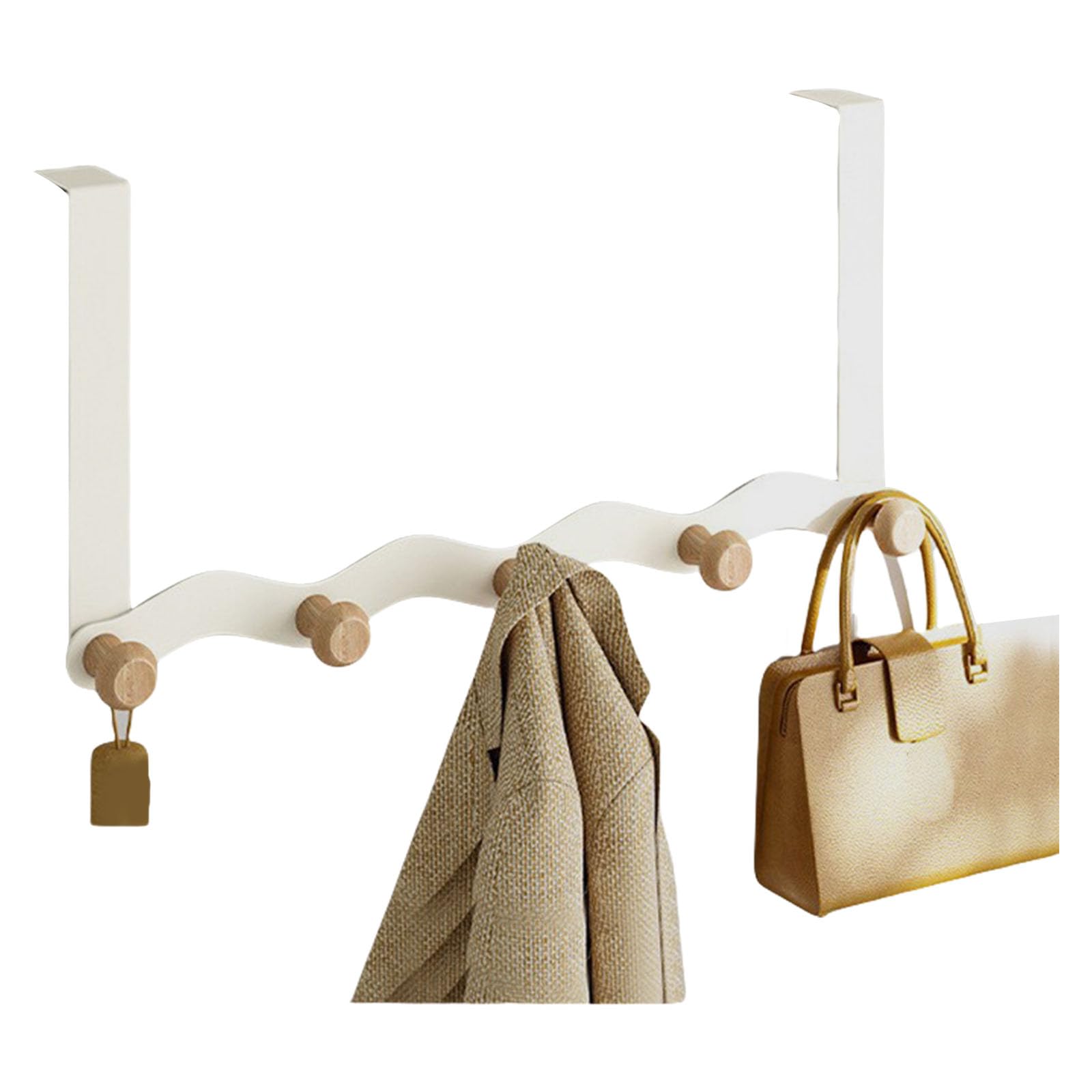 Jazuaiao Carbon Steel and Wood Door Hooks Wall Mounted Organiser Space Saving Storage Rack for Bedroom Bathroom Entryway Bedroom Entryway Organiser Hooks