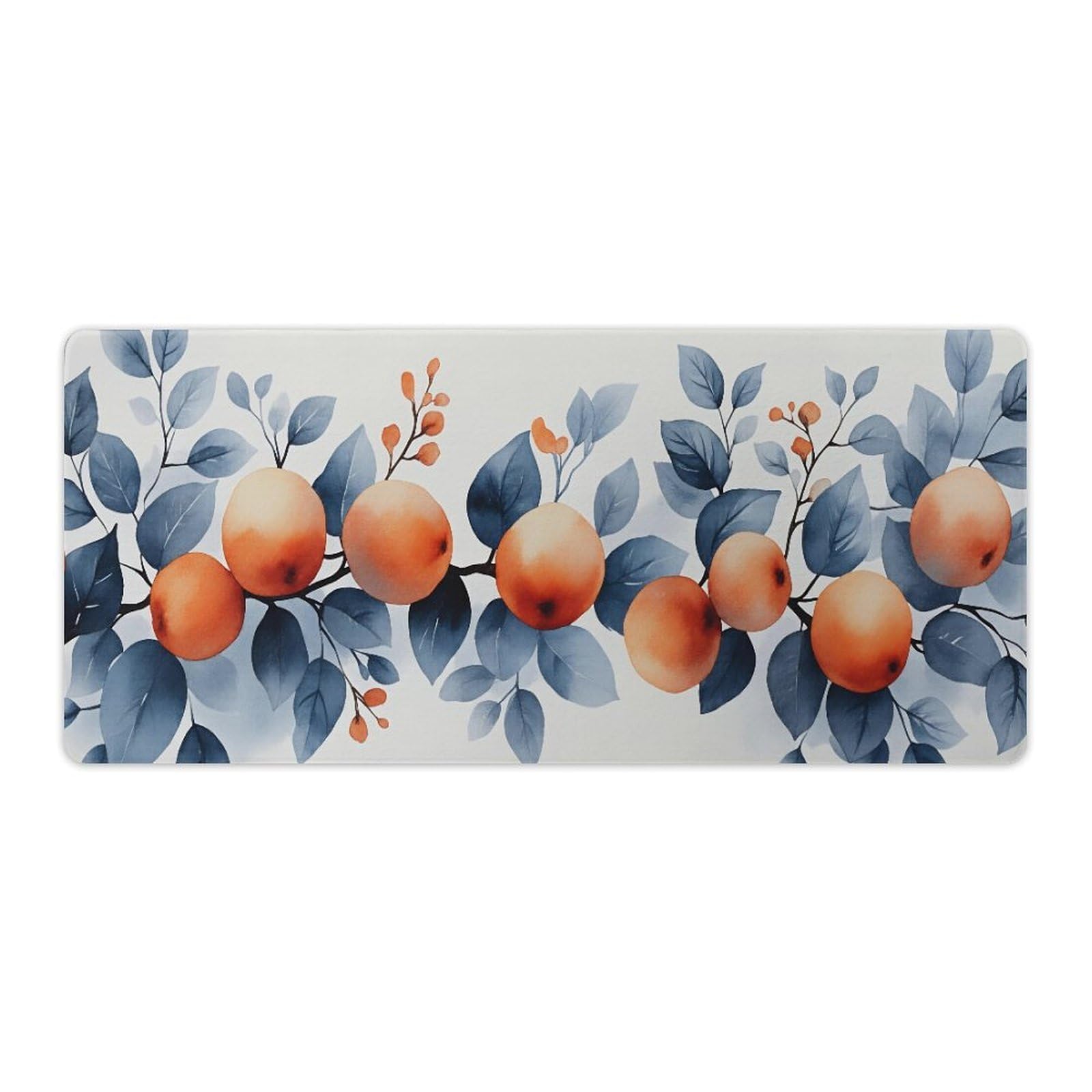 Floral Fruit Large Mouse Pad 16"×36" inch Extended Gaming Mousepad Desk Mat Long Computer Keyboard Non-Slip Base Stitched Edges for Home Office Work