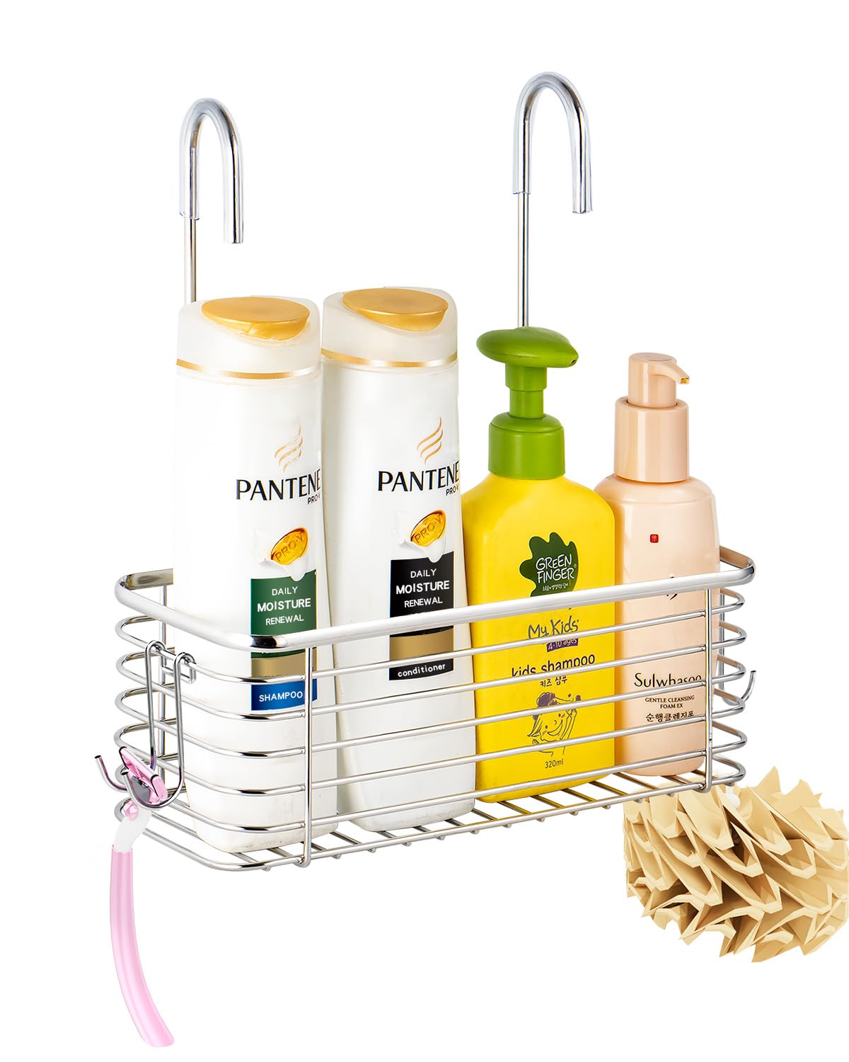 YQh hanging shower rack bathroom storage rack shampoo bracket the back hook can be rotated and can be