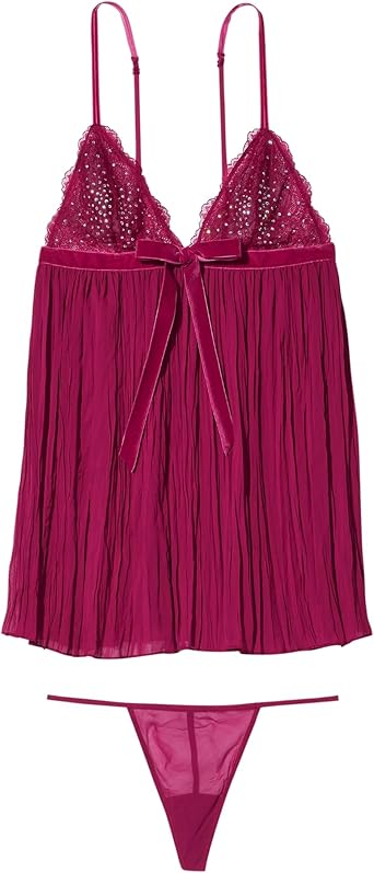 新品★VICTORIAS SECRET★美しい2ピースセット★レースベビードール Amazon | Victoria's Secret 装飾とプリーツベビードール、女性