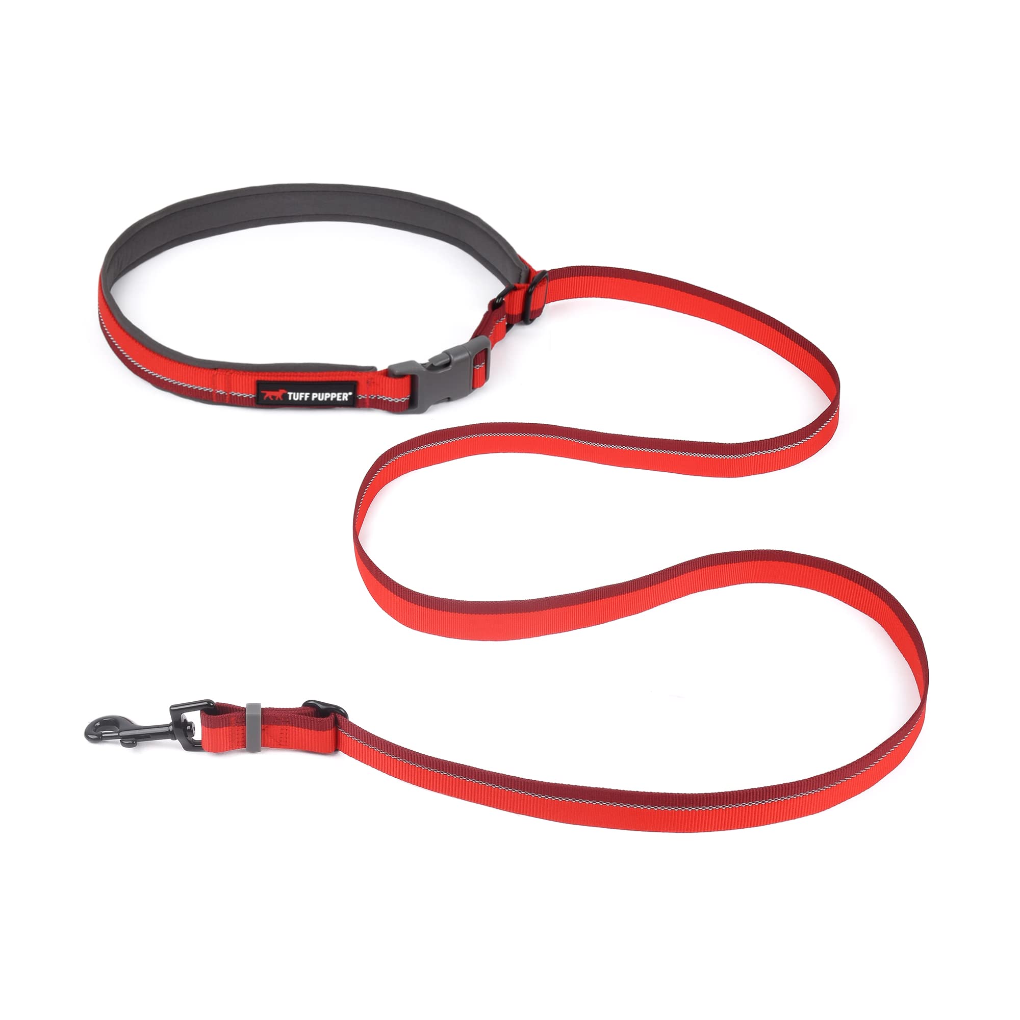 Guinzaglio per cani a lunghezza regolabile, Tuff Pupper, a mani libere | Leggero per correre, fare jogging, camminare | Cintura imbottita (115-180 cm) | Regola la lunghezza da 1 a 2 metri