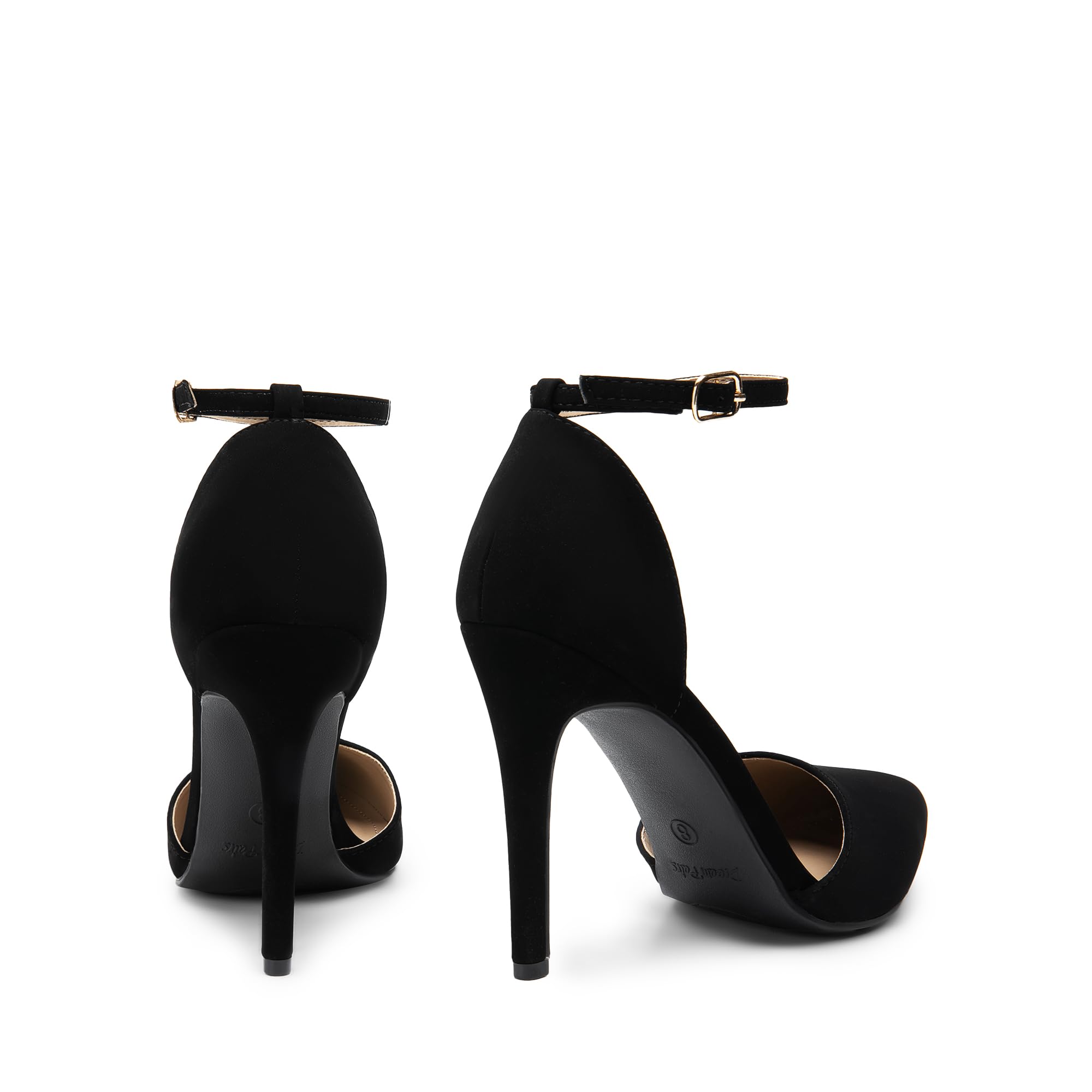 DREAM PAIRS Women's Oppointed-Lacey Pointed Toe Ankle Strap High Heel Stiletto Pumps Wedding Dress Shoes: 8 Black/Nubuck