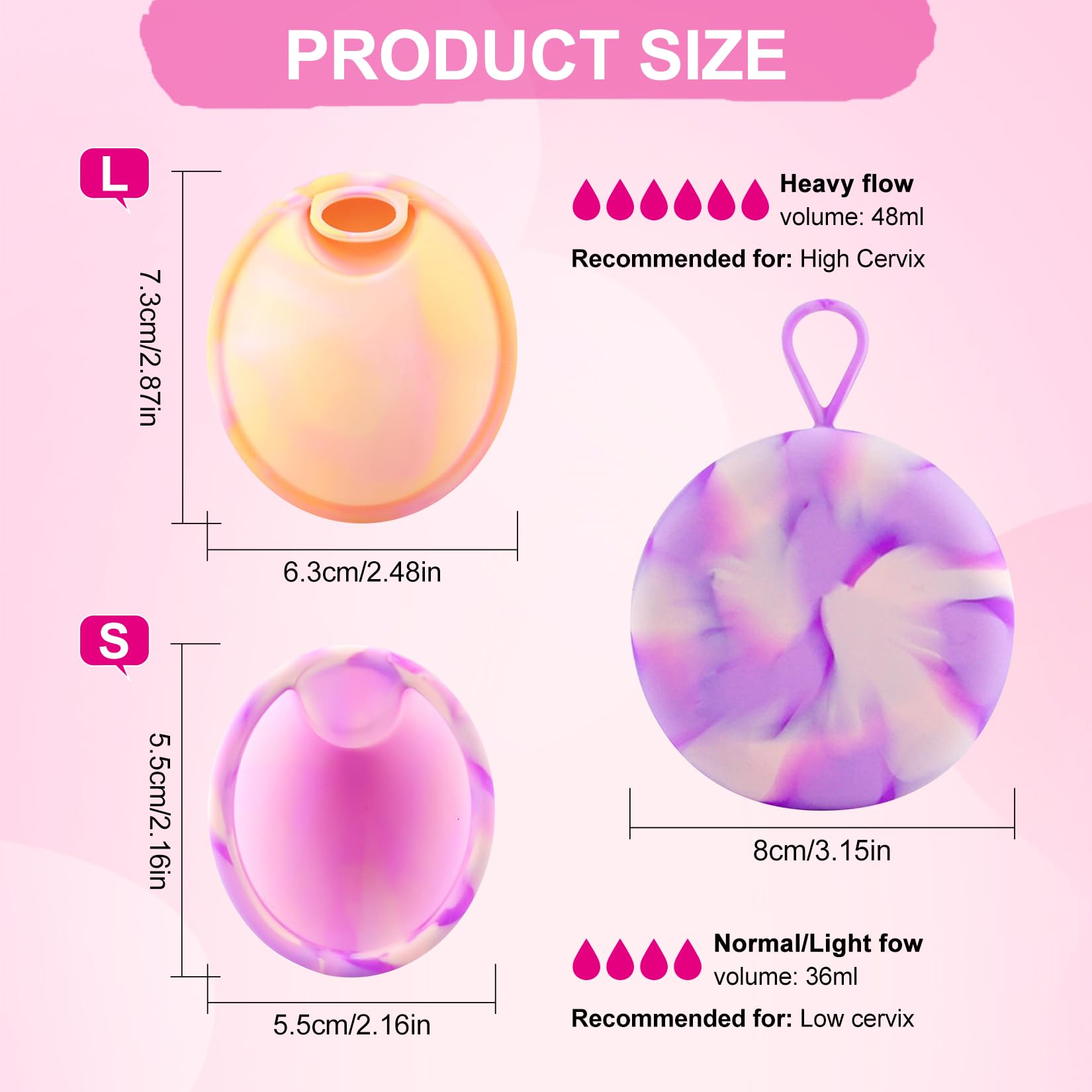 Krążek Menstruacyjny Wykonany W 100% Z Silikonu Medycznego Z 2 Rozmiarami Krążków Menstruacyjnych (s + L) I Kieszeniami Do Przechowywania Dla Kobiet Uprawiających Sport, Pływanie I Intymność