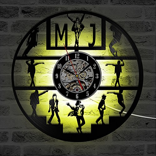 Preisvergleich Produktbild Meet Beauty Ding LED-Wandleuchten, Nachtlicht, Wandleuchte, Musikthema, Michael Jackson Farbwechsel, LED-Wanduhr aus Vinyl