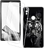 2 Pack Screen Protector + Case Compatible with Hisense A7 CC (6.7 inch) Case Artistic Cover and Tempered Glass Film Anti-Scratch (Tiger)