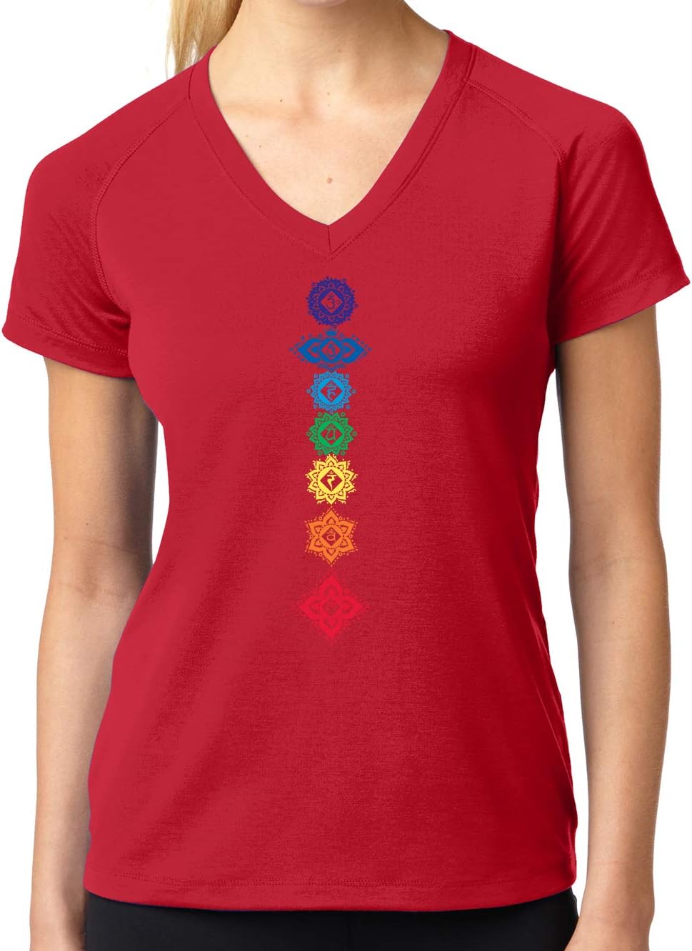 Yoga Clothing For You Ladies Floral Chakras V-Neck Tee