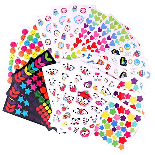 21 Feuilles Gommettes Autocollant, MOKIU 1400 Gommettes Autocollants Stickers pour Album Photo Scrapbooking Instax Mini Photo DIY Accessoires, activites manuelles pour enfants Cover