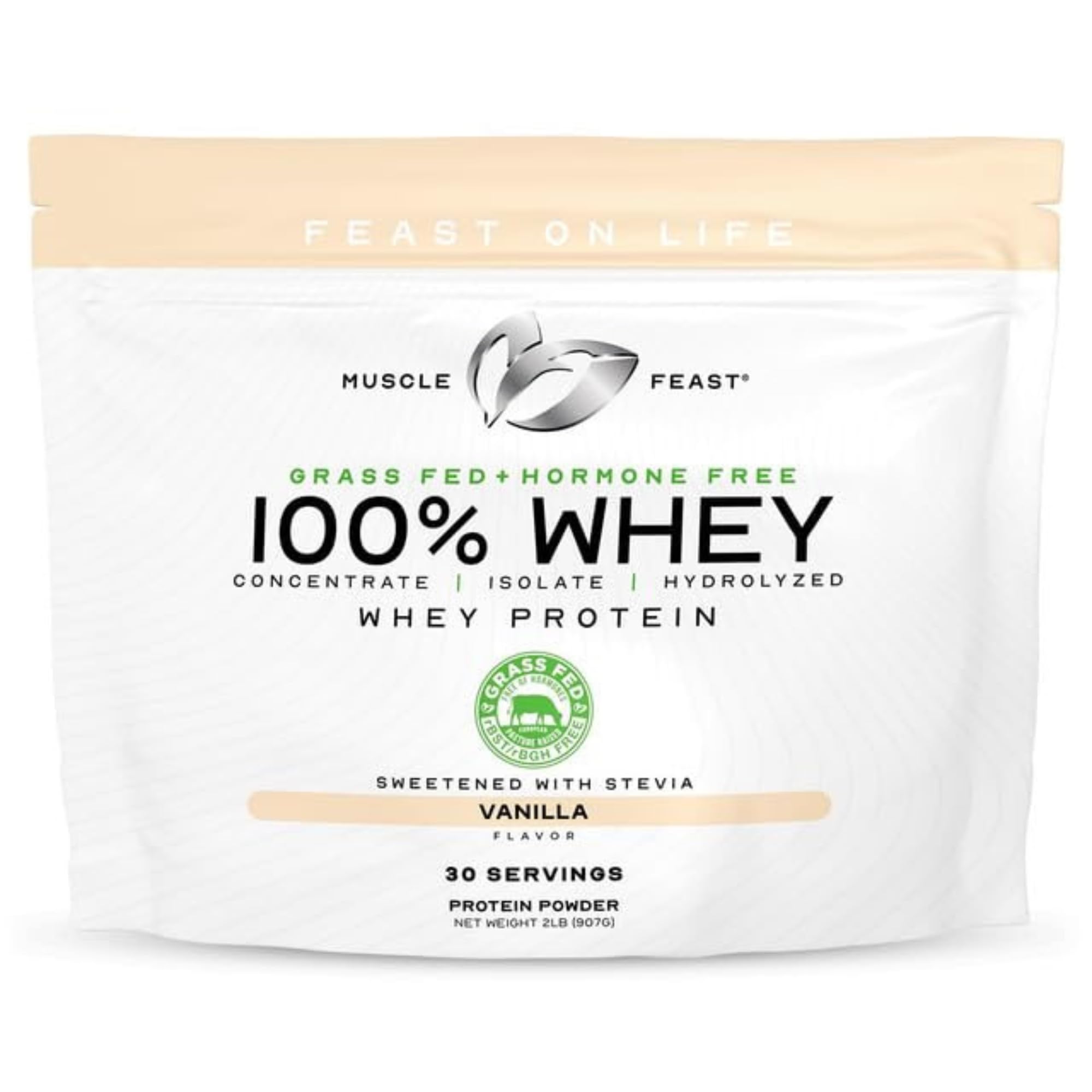 Vanilla Grass Fed Whey Protein (4.7g,2lbs)