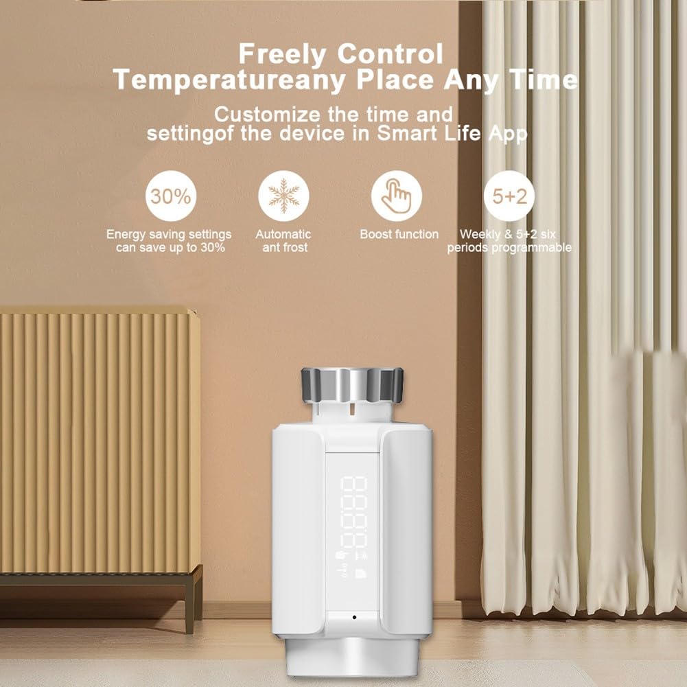Valvola intelligente per radiatore, termostato intelligente, riscaldamento a pavimento, controllo della temperatura programmabile, telecomando per casa e ufficio (WiFi)