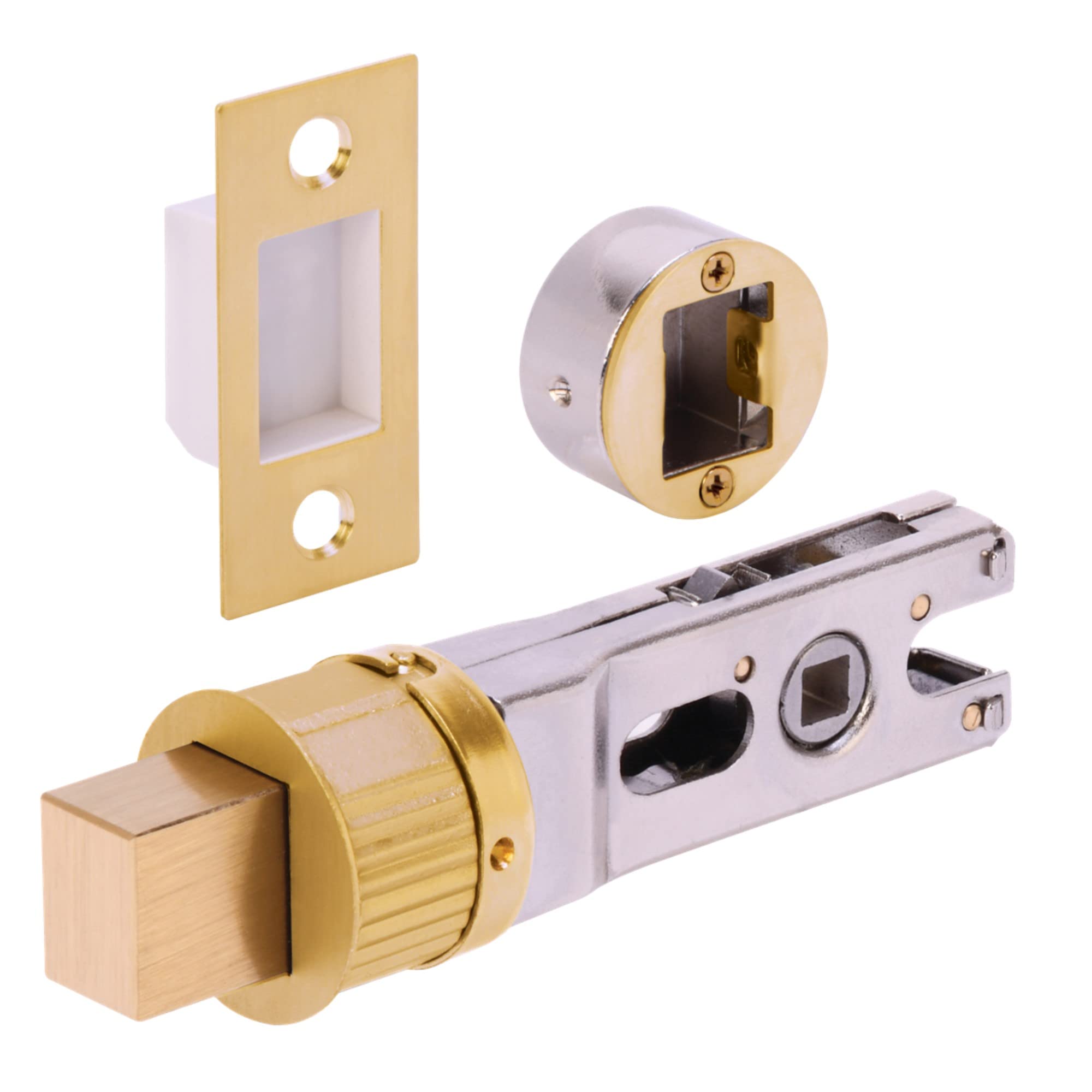 Hunta Satin Brass Handlezone® 76Mm Bullet Bolt, Round Designer Mortice Deadbolt, Catch For Internal Timber Doors - 57Mm Backset